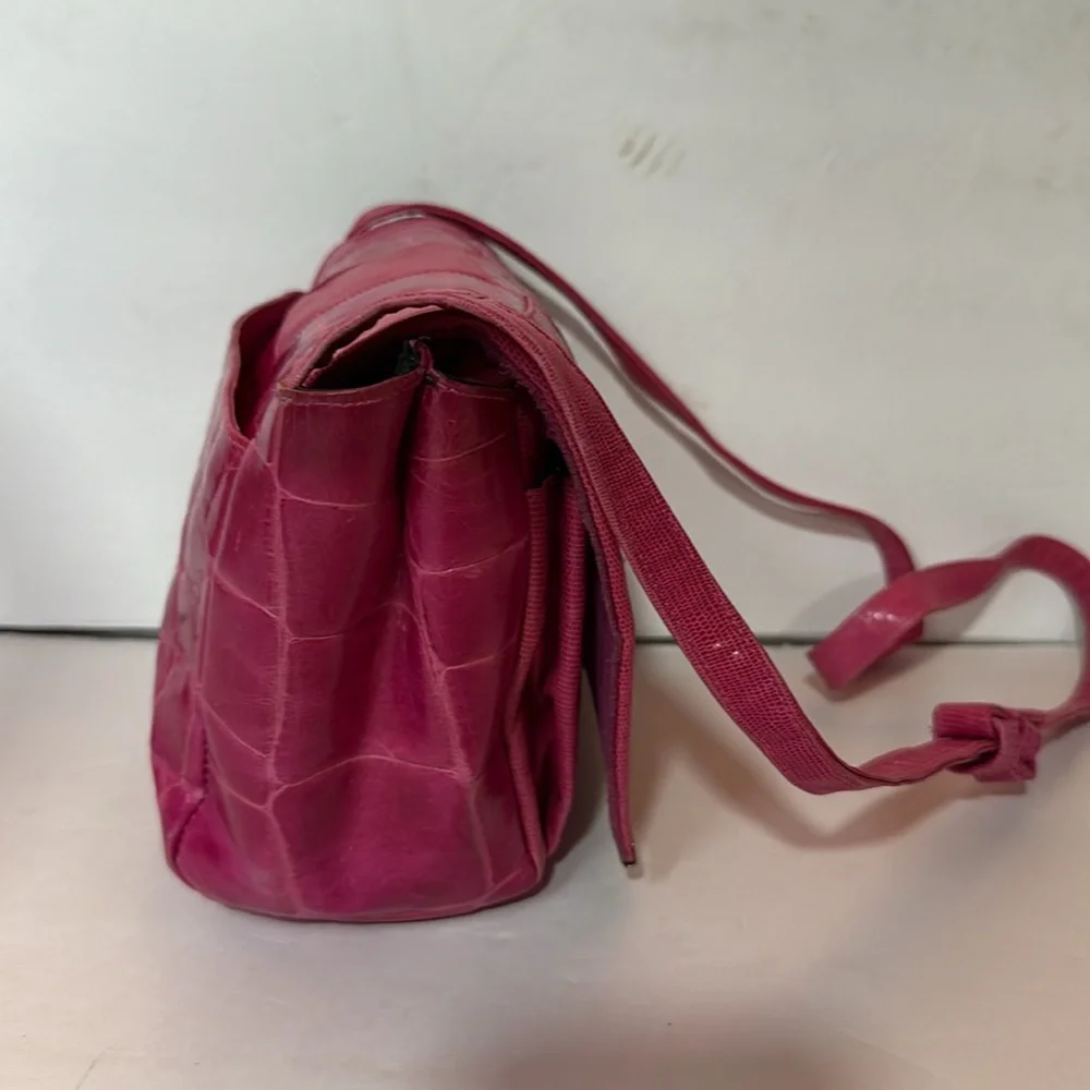 Sharif vintage Pink crocodile pattern Handbag - Picture 4 of 12